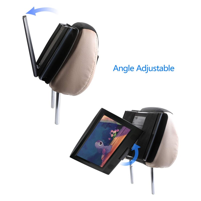 Hikig DVD Player Headrest Mount Holder - Portable DVD Player Mount for Car Back Seat Headrest - Swivel & Flip - 7 to 11 Inch - Image 3